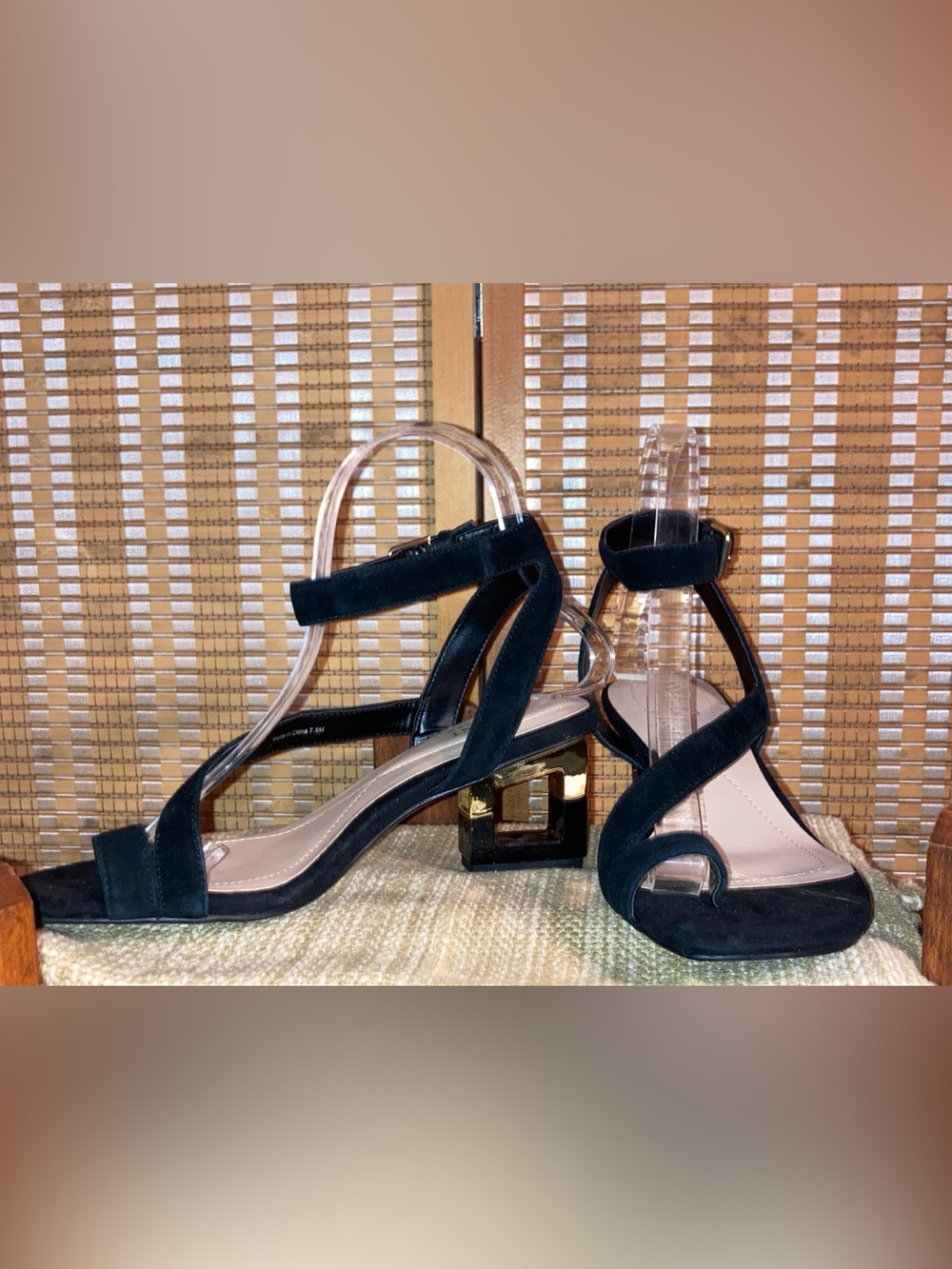 Alfani Coreena | Women’s Black Suede Ankle Strap Dress Sandals - Size 7.5
